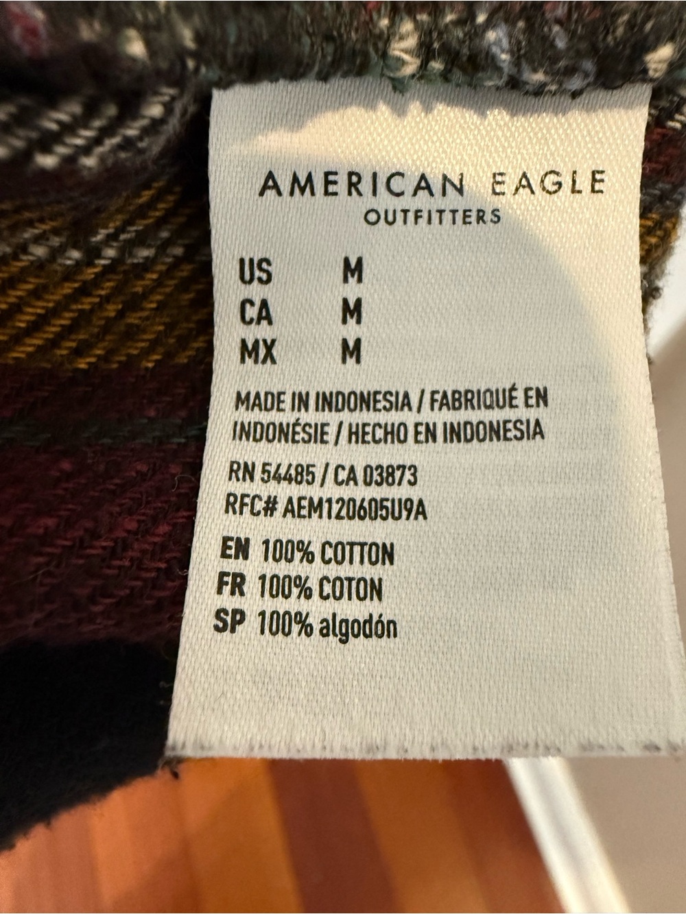 American Eagle Brown/Green Plaid Boyfriend Flannel Shirt - Men's Size Medium - Picture 3 of 4